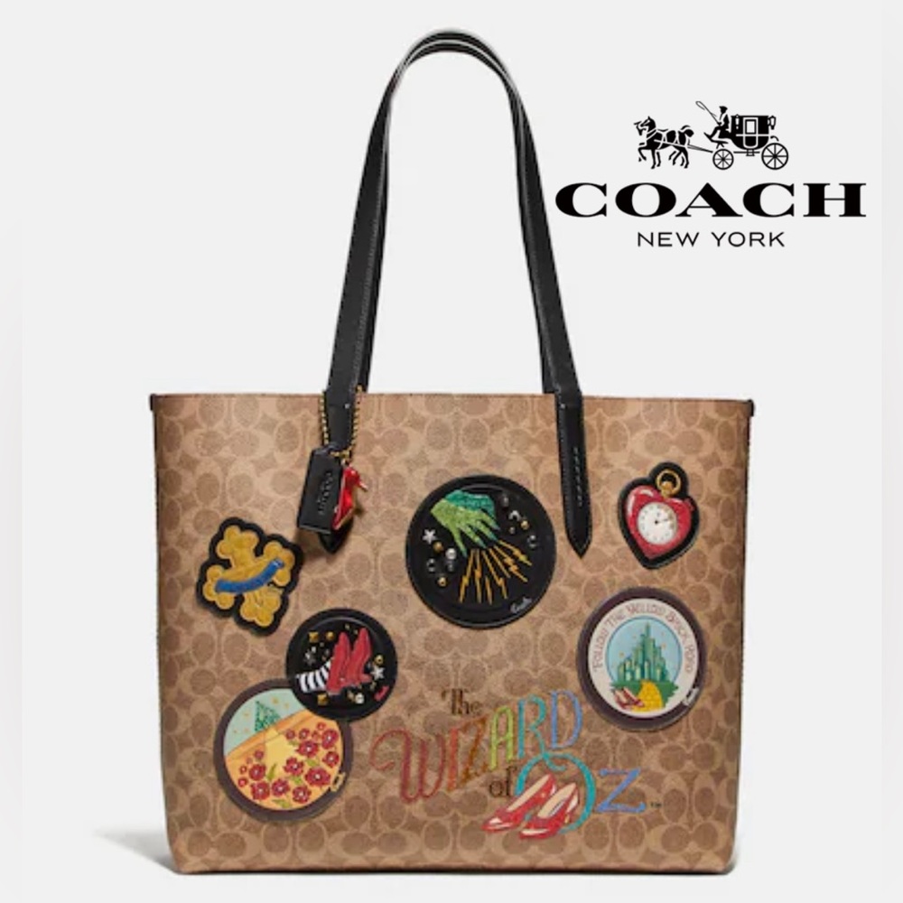 NWT Coach Wizard of Oz Tote Ruby Charm FOB Handbag Purse Bag Signature Leather